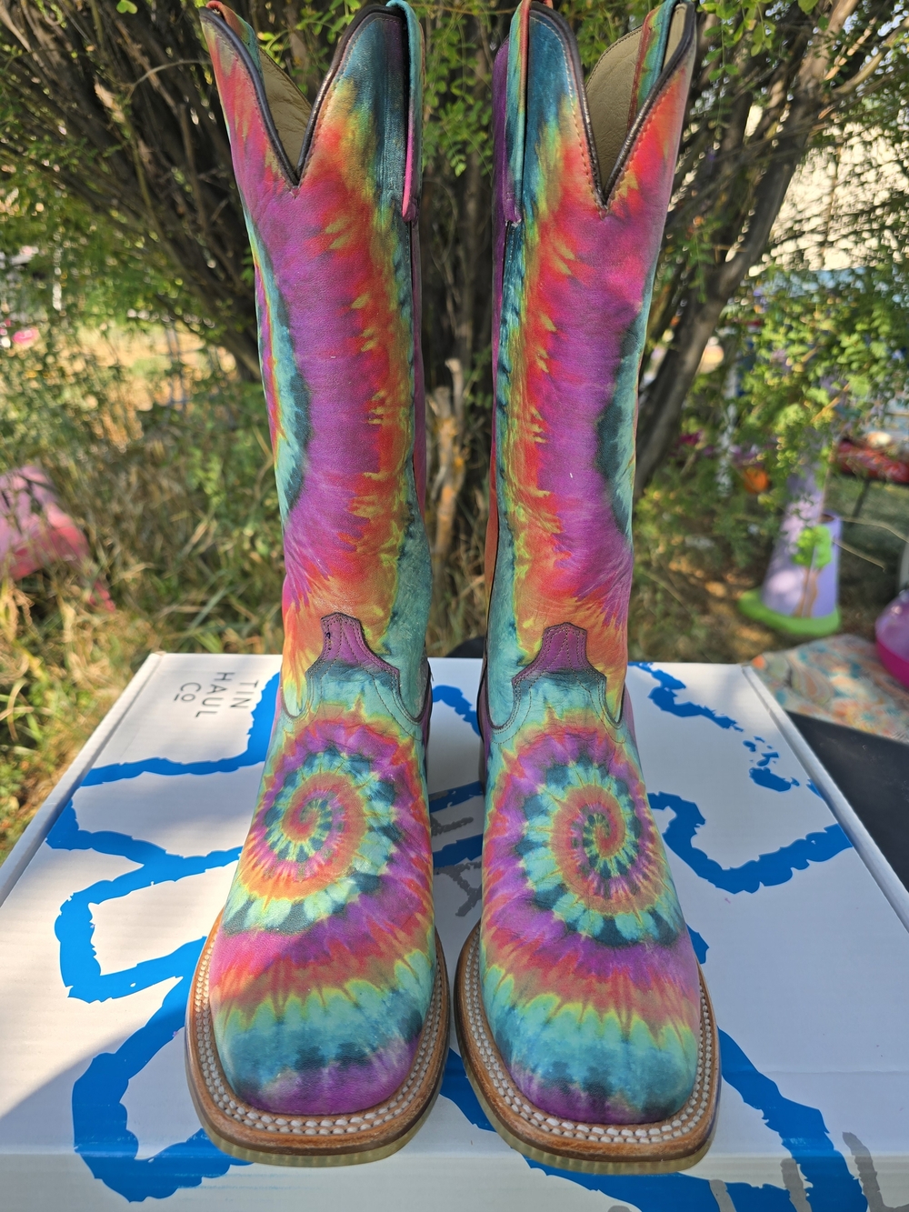 Tin Haul Groovy Tie Dye Cowboy Boots - Picture 3 of 7